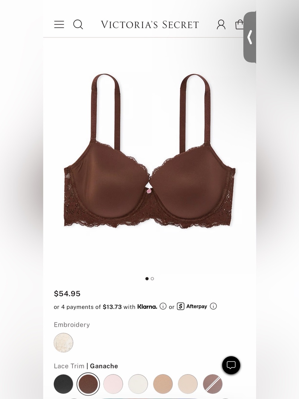 Victoria Secret Dream Angles Smooth & Lace Lightly Lined Demi 34B “Ganache”